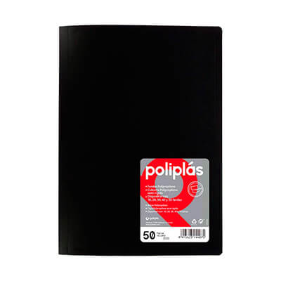 Carpeta 50 fundes A4 polipropilè opaca negra