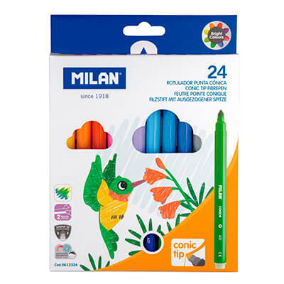 Caixa 24 retoladors punta cònica base aigua