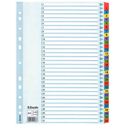 Índice cartón A4 Esselte mylar del 1-31
