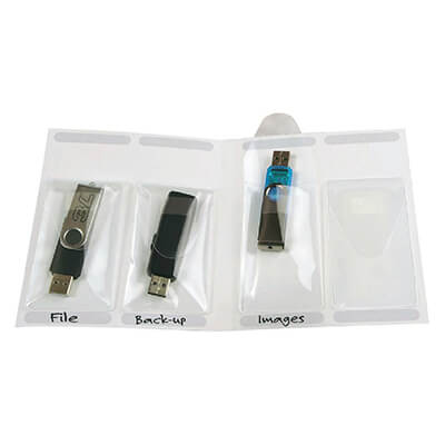 Fundas para llaves USB + carpetilla pack 10