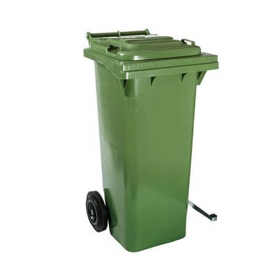Contenedor con tapa, ruedas y pedal 80l verde