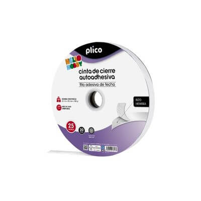 Cremallera textil autoadhesiva Plico hembra 25m