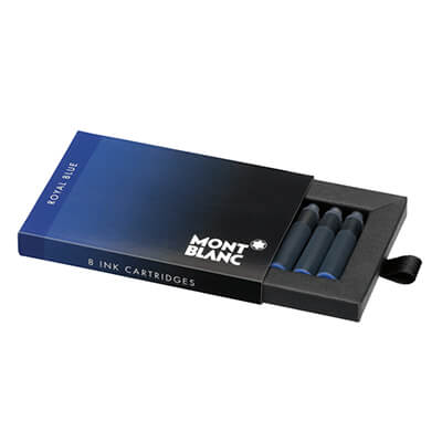 Cajita 8 cartuchos Montblanc tinta azul pluma
