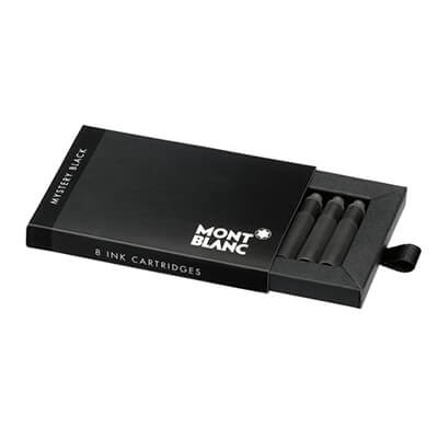 Cajita 8 cartuchos Montblanc tinta negra pluma