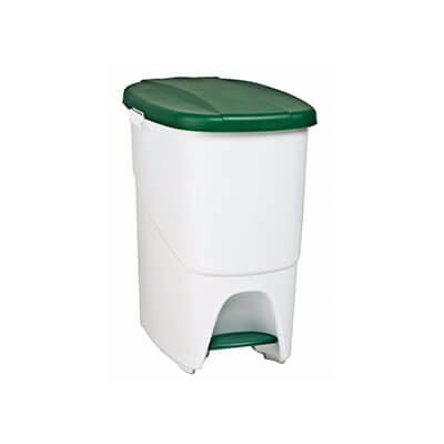 Cubo basura blanco 25l tapa y pedal verde