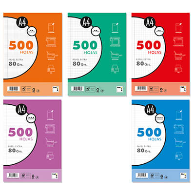Paquet 500 fulls A4 ratllat horitzontal 80g (resma