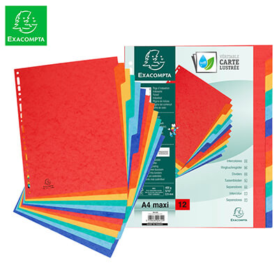 Juego 12 separadores cartulina A4+