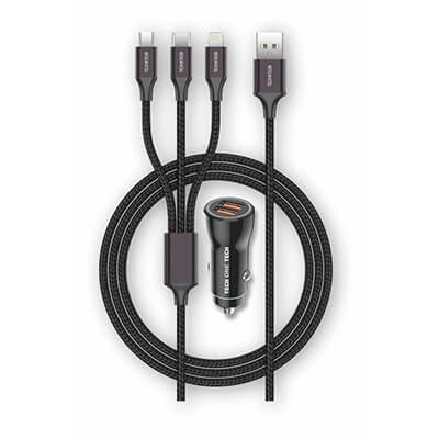 Cargador de Coche Tech One Tech TEC2810/ 2xUSB + C