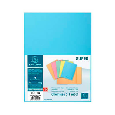 Pack 100 subcarpeta Exacompta 1 solapa azul claro