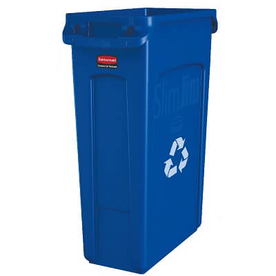 Papelera Slim Jim con canales de ventilación azul