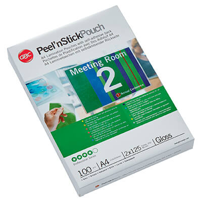 Pouches A4 2x125 micras transp. adhesiva (100u)