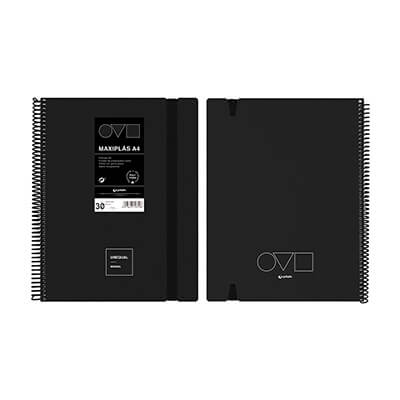 Carpeta 30 fundas Unequal espiral A4 negro