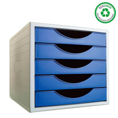 Modul 5 calaixos gris/blau opac apilable