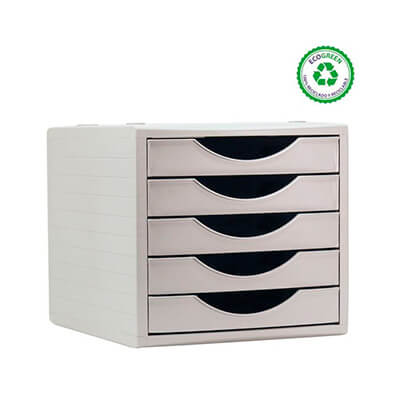 Módulo 5 cajones gris/gris opaco apilable