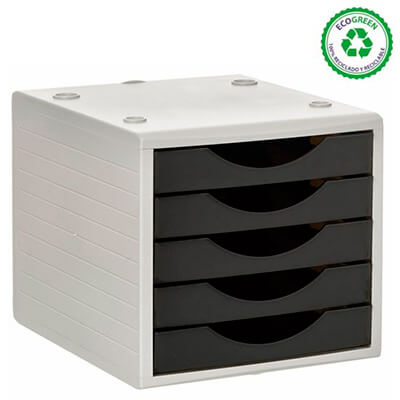 Mòdul 5 calaixos gris/negre opac apilable