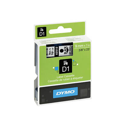 Cinta Dymo D1 9mm negro/transparente