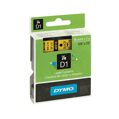 Cinta Dymo D1 9 mm negro/amarillo
