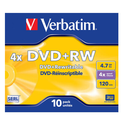Pack de 5 DVD+rw Verbatim reenregistrable 4,7 GB