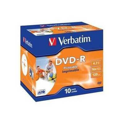Pack de 10 DVD-r 4,7GB 16x Verbatim imprimible