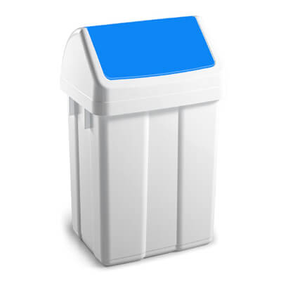 Papelera 50 litres tapa basculant blava