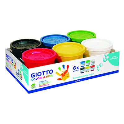 Pintura dedos Giotto 200ml pack 6 botes surtidos