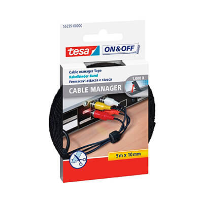 Velcro autoadhesivo Tesa negro para agrupar Cables