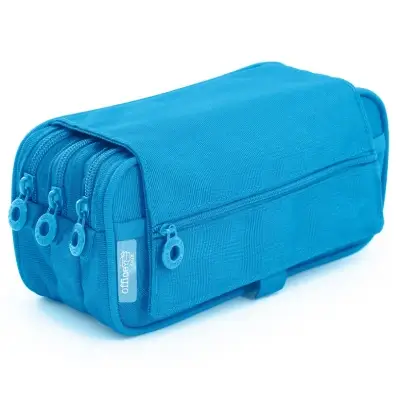 Estuche portatodo triple OfficeBox azul claro