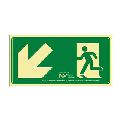 Senyal PVC "Evacuar Escala avall esquerra"