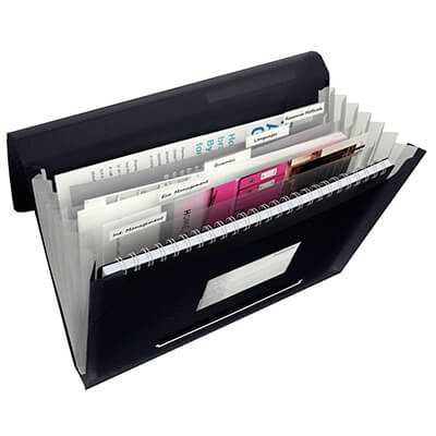 Carpeta de acordeón vivida 6 separadores negro