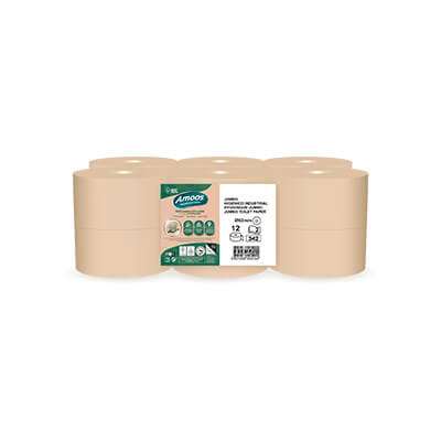 Fardell 12 rotllos paper higiènic Amoos Jumbo 2cap