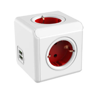 Powercube multiplicador 4 endolls + 2 USB