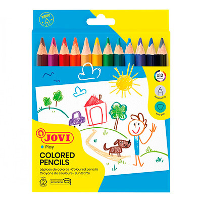 Caja 12 lápices Jovi  triangulares colores surt