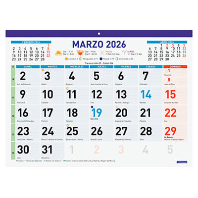 Calendario/Faldilla mixta 430x310mm Castellano