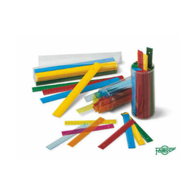 Bote 100 reglas de plástico opacas de 16 cm