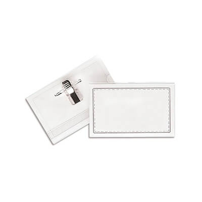 Pack 50 portadistintivo pinza + imperdible 58x92mm