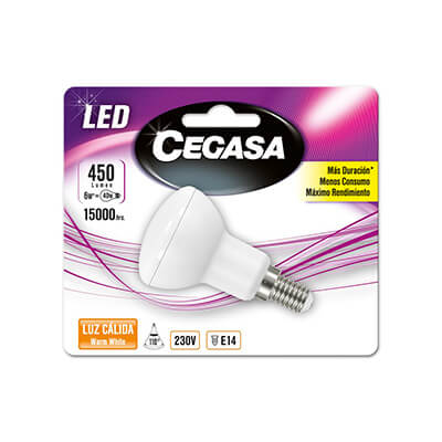 Bombilla Led R50 6W 450 LM E14 cálida