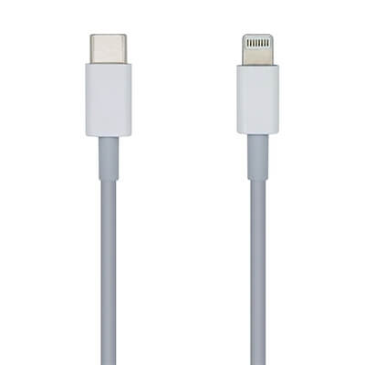 Cable USB-C lightning macho a USB-C blanco 1m.
