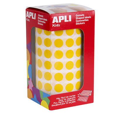 Rotlle de gomets adhesius 10.5mm grogues