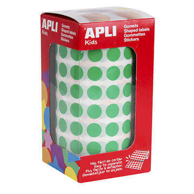 Rotlle de gomets adhesius 10.5mm verds