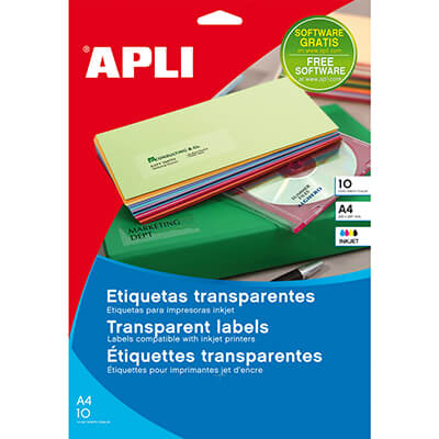 Etiquetas adhesivas A4 transparente cristal