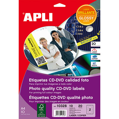 Etiquetes cd/dvd glossy per a impressores làser