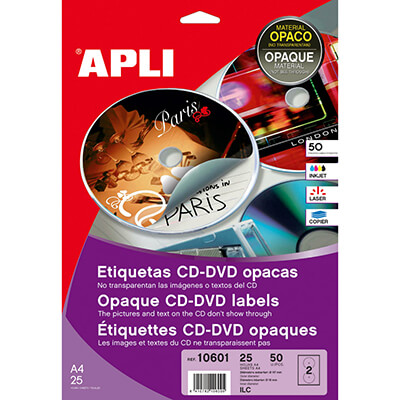 Etiquetas cd/dvd 117mm opacas 25h