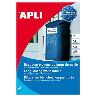 Etiquetas adhesivas intemperie A4 20h 99,1x38,1mm