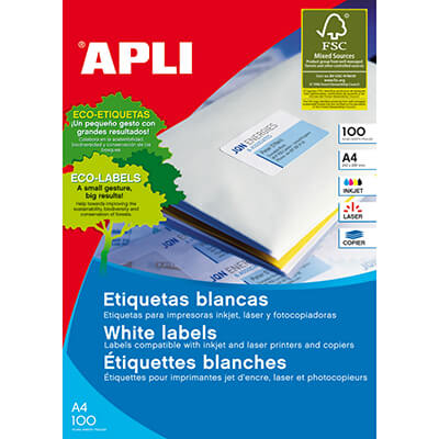 Etiquetas adhesivas Apli A4 105x37mm
