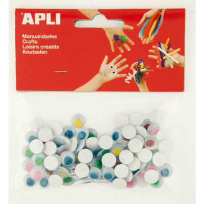 Ojos móviles pupila adhesivos color (100u)