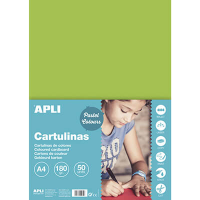 Pack 50 cartulinas A4 170g verde claro