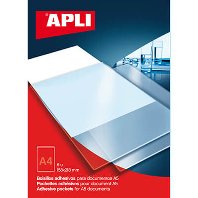 Bolsillos autoadhesivos A5 158x218mm (6u)