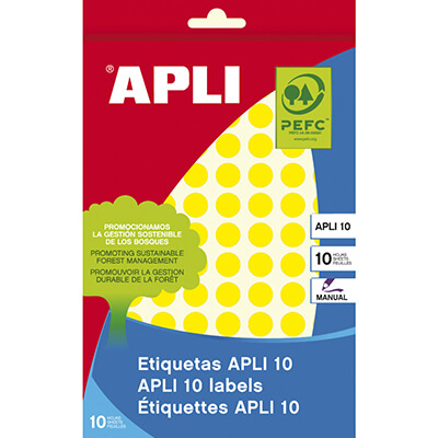 Sobre etiquetes adhesives Apli-8 10mm grogues