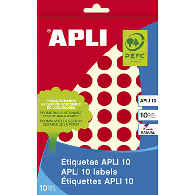 Sobre etiquetes adhesives Apli-8 13mm vermelles