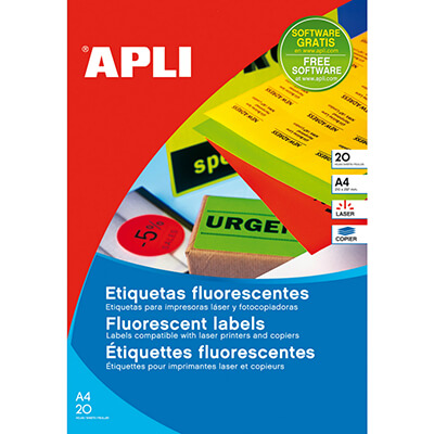 Etiquetes adhesives A4 vermell fluorescent